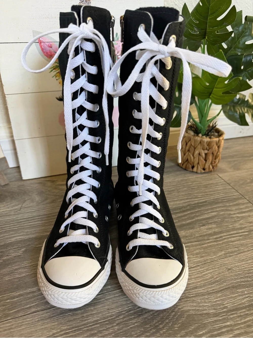 Like New Converse Chuck Taylor All Star XX Hi Knee High Black Boots Youth Size 3